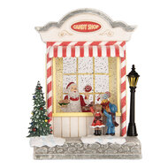 Clayre &amp; Eef | Muziekdoos Huis met LED Wit Zilverkleurig 16x12x23 cm / 3xAA | 6PR6176