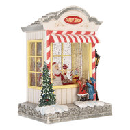 Clayre &amp; Eef | Muziekdoos Huis met LED Wit Zilverkleurig 16x12x23 cm / 3xAA | 6PR6176