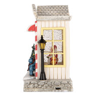 Clayre &amp; Eef | Muziekdoos Huis met LED Wit Zilverkleurig 16x12x23 cm / 3xAA | 6PR6176