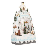 Clayre &amp; Eef | Sneeuwbol met LED Wit Groen 15x9x27 cm / 3xAA | 6PR6179