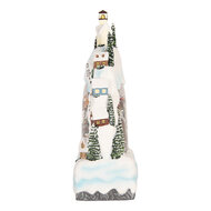 Clayre &amp; Eef | Sneeuwbol met LED Wit Groen 15x9x27 cm / 3xAA | 6PR6179