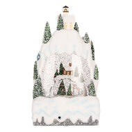 Clayre &amp; Eef | Sneeuwbol met LED Wit Groen 15x9x27 cm / 3xAA | 6PR6180