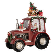 Clayre &amp; Eef | Muziekdoos Tractor met LED Rood Zwart 21x13x25 cm / 3xAA | 6PR6182