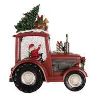 Clayre &amp; Eef | Muziekdoos Tractor met LED Rood Zwart 21x13x25 cm / 3xAA | 6PR6182