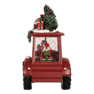 Clayre &amp; Eef | Muziekdoos Tractor met LED Rood Zwart 21x13x25 cm / 3xAA | 6PR6182