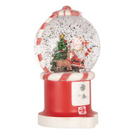 Clayre &amp; Eef | Sneeuwbol met LED Rood Wit 12x11x20 cm / 3xAA | 6PR6194