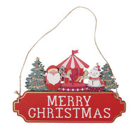 Clayre &amp; Eef | Decoratie hanger Kerst Rood Groen 21x1x14 cm | 66577