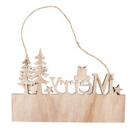 Clayre &amp; Eef | Decoratie hanger Kerst Beige Rood 22x1x14 cm | 66578