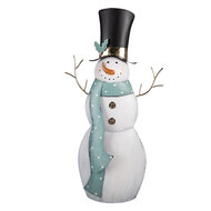 Clayre &amp; Eef | Kerstdecoratie Sneeuwman Wit Groen 36x13x69 cm | 5Y1443