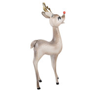 Clayre &amp; Eef | Decoratie Rendier Met LED Beige Bruin 28x10x55 cm / 2xAAA | 5Y1445