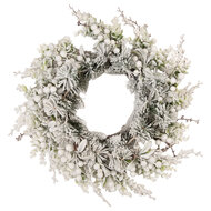 Clayre &amp; Eef | Kerstdecoratie Krans Groen Wit &oslash; 50x10 cm | 66676