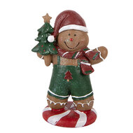Clayre &amp; Eef | Decoratie peperkoekpop Bruin Groen 12x11x21 cm | 6PR6335