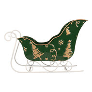 Clayre &amp; Eef | Kerstdecoratie Slee Groen Goudkleurig 35x15x23 cm | 6Y6011