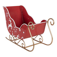 Clayre &amp; Eef | Kerstdecoratie Slee Rood Wit 29x13x19 cm | 6Y6012