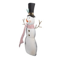 Clayre &amp; Eef | Kerstdecoratie Sneeuwman Wit Roze 29x9x51 cm | 6Y6028