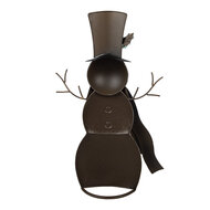 Clayre &amp; Eef | Kerstdecoratie Sneeuwman Wit Roze 29x9x51 cm | 6Y6028