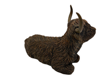 Decoratie Beeld Schotse Hooglander maat M liggend  - Bruin 26 x 13 x  20 cm - Countryfield