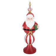 Clayre &amp; Eef | Kerstdecoratie Kerstman Rood Wit met LED 19x16x57 cm / 3xAA | 5PR0230