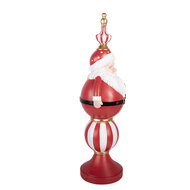 Clayre &amp; Eef | Kerstdecoratie Kerstman Rood Wit met LED 19x16x57 cm / 3xAA | 5PR0230