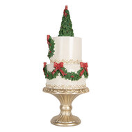 Clayre &amp; Eef | Decoratie taart Wit Groen &oslash; 17x42 cm | 6PR5770