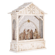 Clayre &amp; Eef | Muziekdoos met LED Wit Bruin 22x7x25 cm / 3xAA | 6PR6190