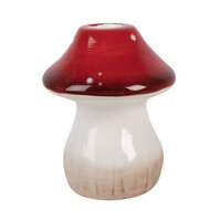 Clayre &amp; Eef | Kandelaar Paddenstoel Wit Rood &oslash; 9x10 cm | 6CE2450
