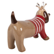 Clayre &amp; Eef | Decoratie hond Bruin Rood 24x6x13 cm | 6CE2452