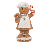 Clayre &amp; Eef | Decoratie peperkoekpop Bruin Wit 8x5x15 cm | 6PR6303
