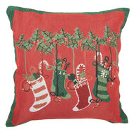 Clayre &amp; Eef | Kussen gevuld Rood Groen 44x44x4 cm | KG023.144