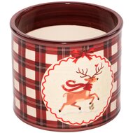 Dekoratief | Bloempot 'Hopping Deer', rood/wit, keramiek, 13x13x12cm | A269049