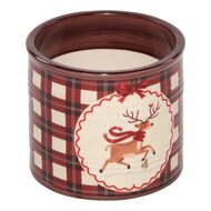 Dekoratief | Bloempot 'Hopping Deer', rood/wit, keramiek, 10x10x9cm | A269048