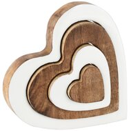 Dekoratief | Deco harten puzzel, naturel/wit, hout/enamel, 20x3x20cm | A268227