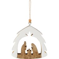 Dekoratief | Hanger kerststalfiguren, wit/naturel, hout/enamel, 12x2x11cm | A268207