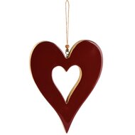 Dekoratief | Hanger hart, bordeaux, hout/enamel, 16x2x21cm | A268206
