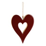 Dekoratief | Hanger hart, bordeaux, hout/enamel, 12x2x16cm | A268205