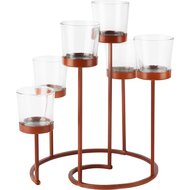 Dekoratief | Tafelstuk rond, terra, metaal/glas, 20x20x20cm | A268181
