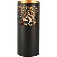 Dekoratief | Waxinelichthouder 'Wild Deer', zwart/goud, metaal, 13x13x30cm | A268174