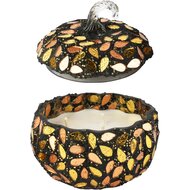 Dekoratief | Pompoen geurkaars 'Copper Leaf', glas/wax, 12x12x12cm | A268157