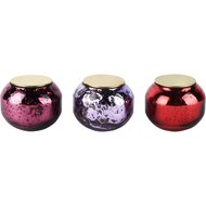 Dekoratief | Geurkaars rood/paars/roze/goud, glas/wax, 8x8x7cm, set van 3 stuks | A268152