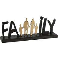 Dekoratief | Deco 'Family', zwart/goud, aluminium/hout, 33x7x13cm | A268085