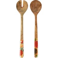Dekoratief | Set 2 saladelepels 'Indian Summer', naturel, hout/enamel, 6x1x28cm | A268056