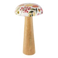 Dekoratief | Paddenstoel 'Harvest Hollow', hout/enamel, 13x13x23cm | A268054