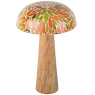 Dekoratief | Paddenstoel 'Retro Leaf', hout/enamel, 13x13x23cm | A268047