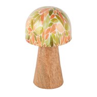 Dekoratief | Paddenstoel 'Retro Leaf', hout/enamel, 8x13x8cm | A268046