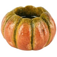 Dekoratief | Theelichthouder pompoen, oranje, keramiek, 10x10x6cm | A265035