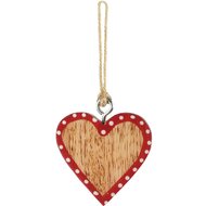 Dekoratief | Hanger hartje, naturel/rood, hout, 5x1x5cm | A268033