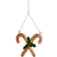Dekoratief | Hanger zuurstokken, naturel/groen, hout, 11x1x10cm | A268029