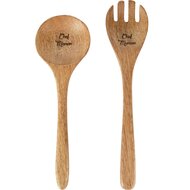 Dekoratief | Set 2 saladelepels 'Chef Maman', naturel, hout, 16x2x33cm | A268021