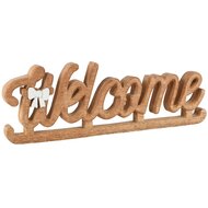 Dekoratief | Deco 'Welcome', naturel/wit, hout, 39x3x13cm | A268003
