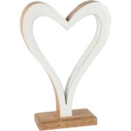 Dekoratief | Deco hart op voet, wit/naturel, hout, 15x5x21cm | A268002